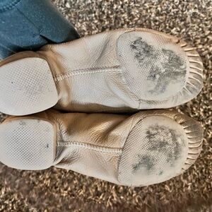 Beige Leather Ballet Flats jazz shoes
